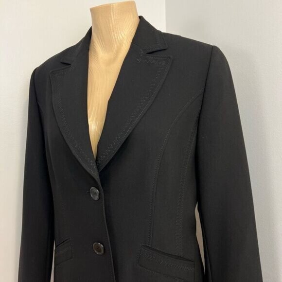 Vintage Taifun Collection Women’s US 10 Black Classic 2 Button Suit Jacket Blaze - Picture 5 of 15